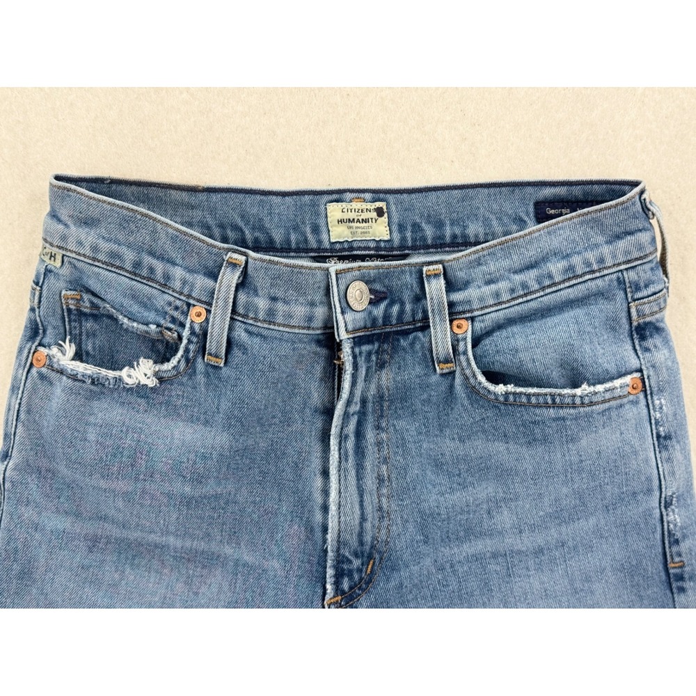 Citizens of Humanity Georgia High Rise Bootcut Split Hem Jeans Blue 25 - Picture 9 of 14
